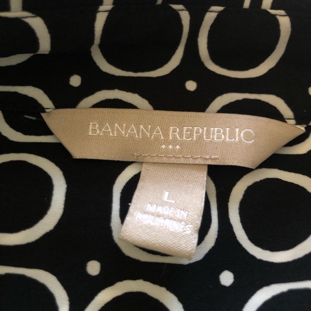 Banana Republic Black & White Geometric Shirt Dress with Tie Waist - Picture 4 of 5
